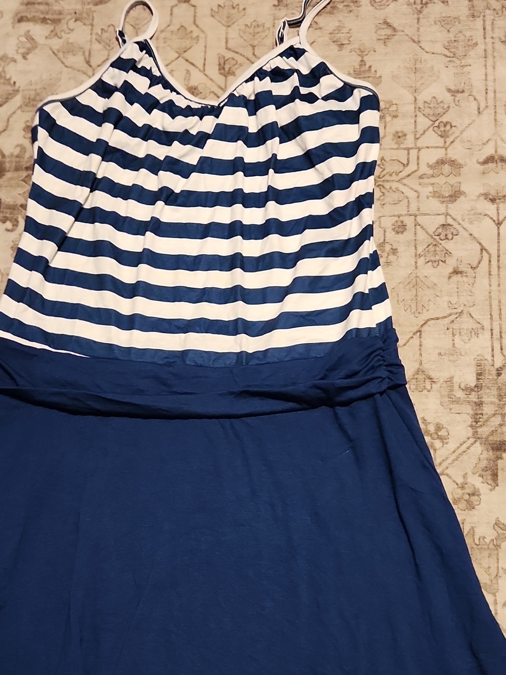 Striped Navy and White Spaghetti Strap Mini Dress - Picture 5 of 5